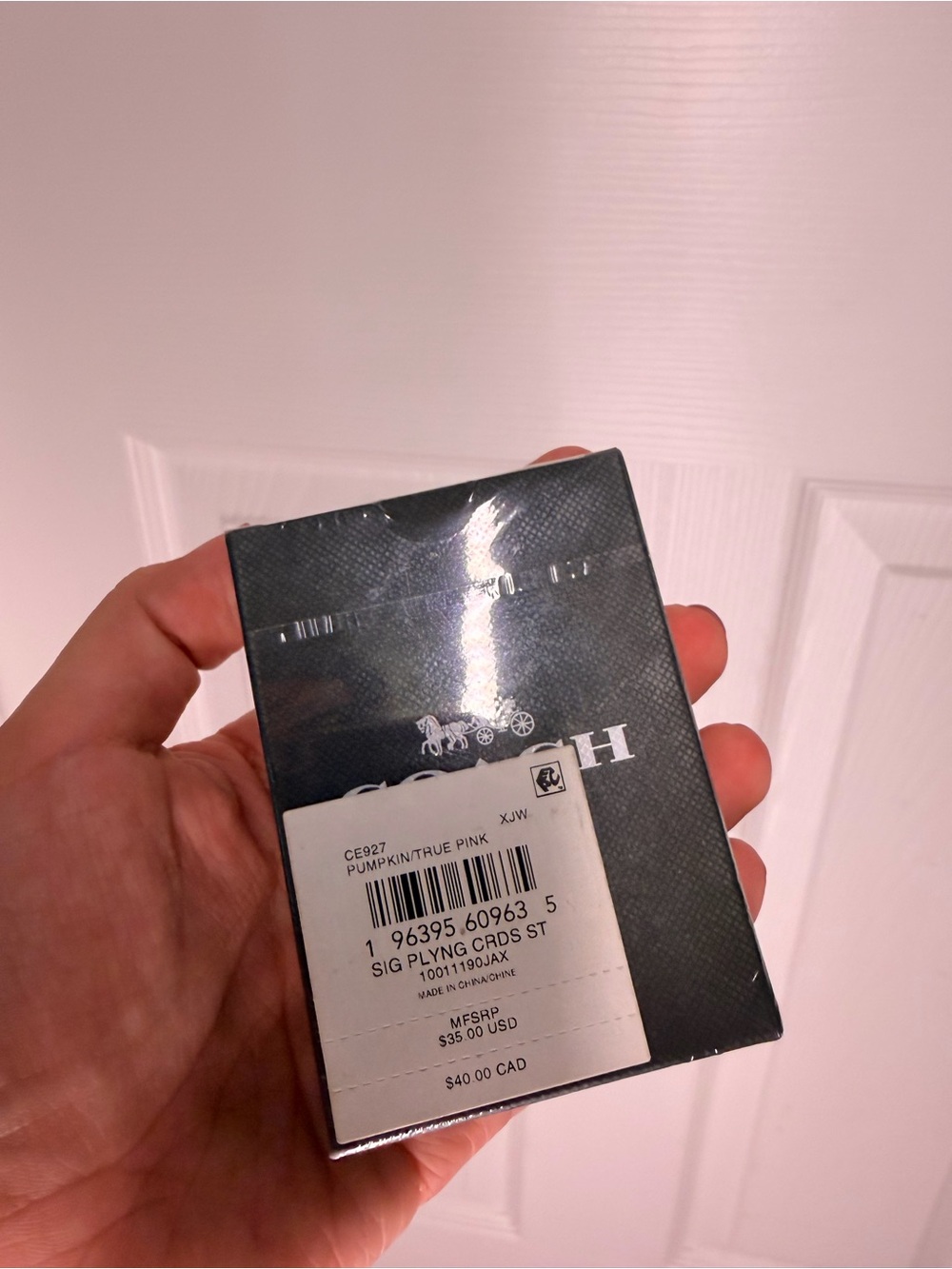 Coach Playing Cards in Black Box with Pumpkin/True Pink Label
